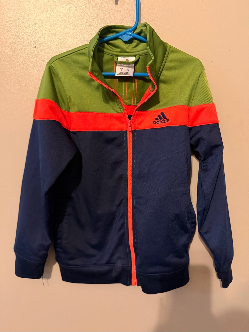 adidas Kids Colorblock Track Jacket - Navy, Green & Red-Orange